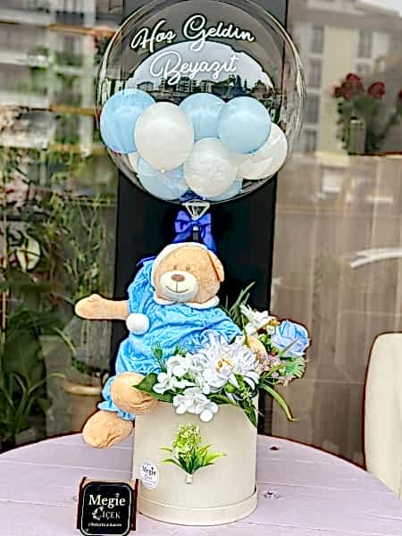 Erkek Bebek Ayıcıklı Balon Kutusu