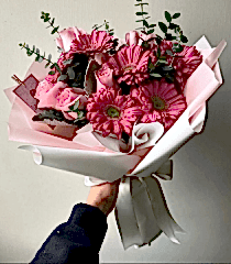 Pembe Gül ve Gerbera Buketi